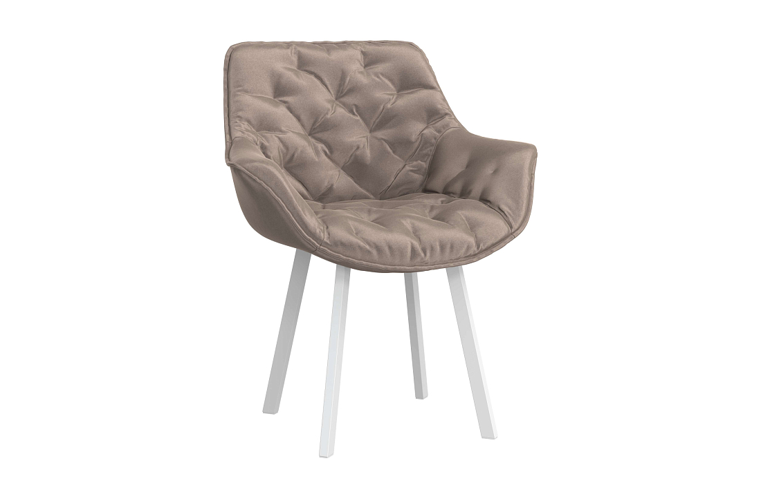 Стул Квинта велюр конфетти мокко/Цвет металл белый